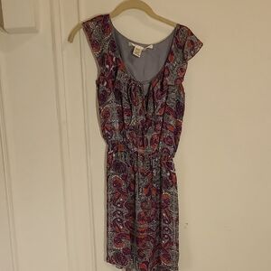 Max Studio Purple and Red Paisley Mini Dress